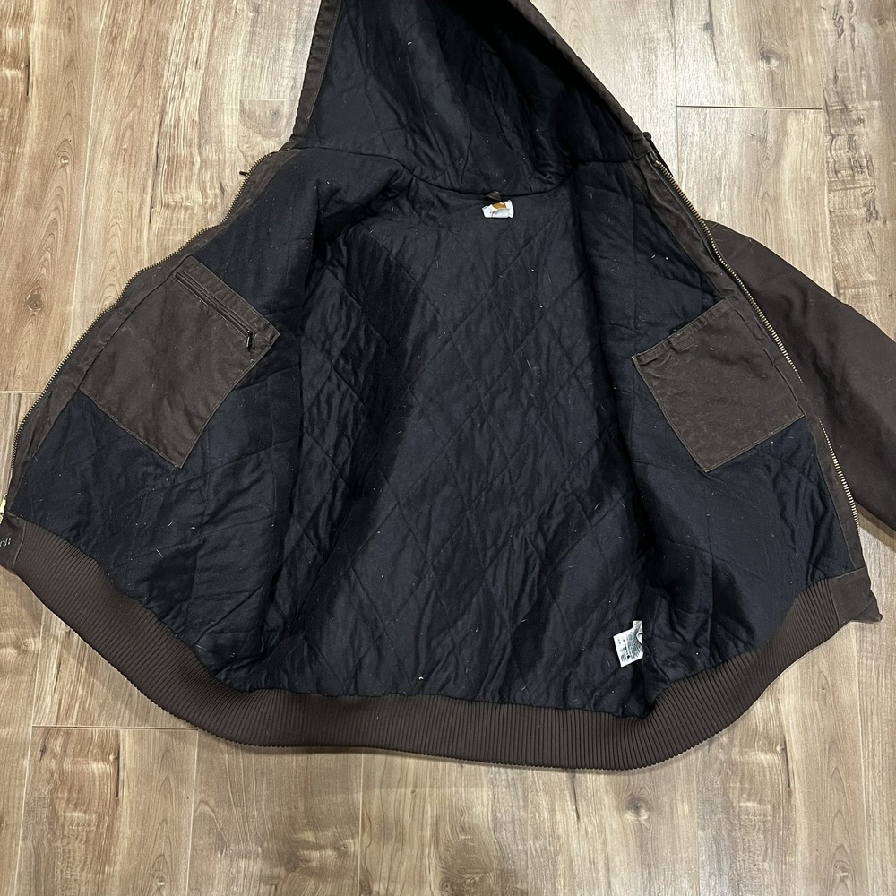 Carhartt J130 DKB brown hooded work wear jacket 3XL - Picture 4 of 8